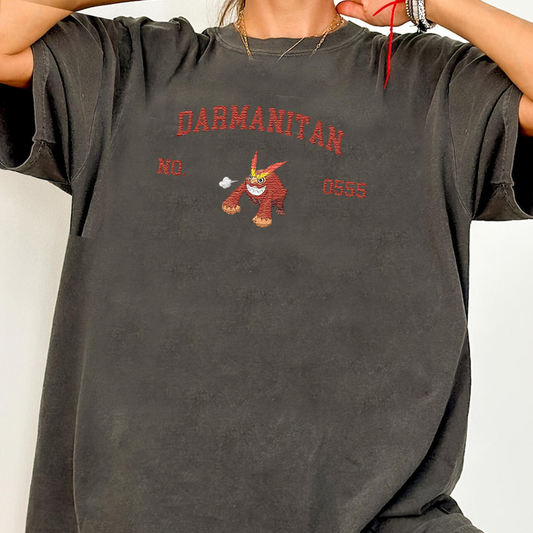 Darmanitan Adorable Anime-Themed Embroidered T-Shirt,Crewneck,Hoodie-Trendy Versatile and a Thoughtful Gift for Friends,H-C-1658
