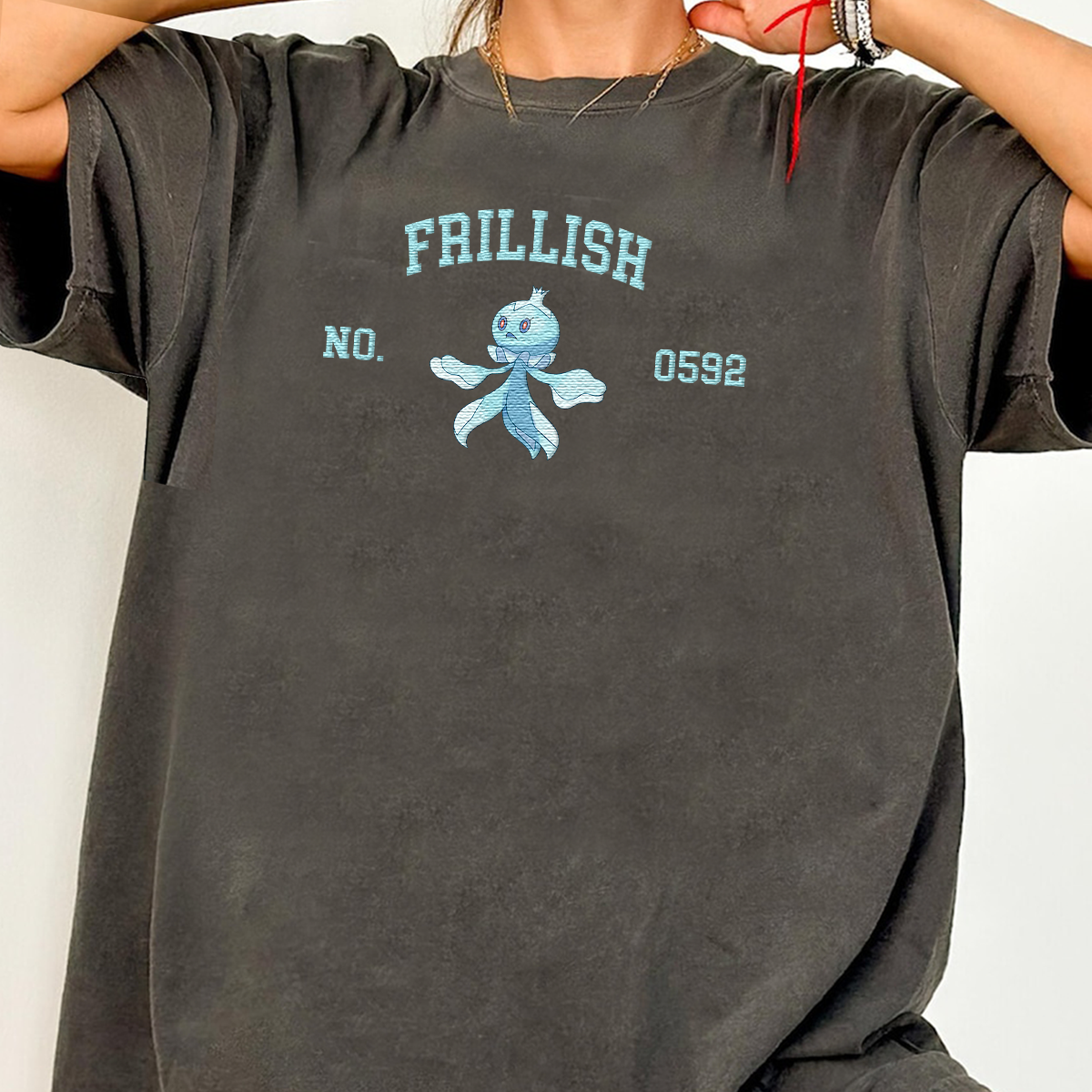 Frillish Anime Characters Embroidered Unisex T-Shirt,Crewneck,Hoodie For Gift,H-C-1585