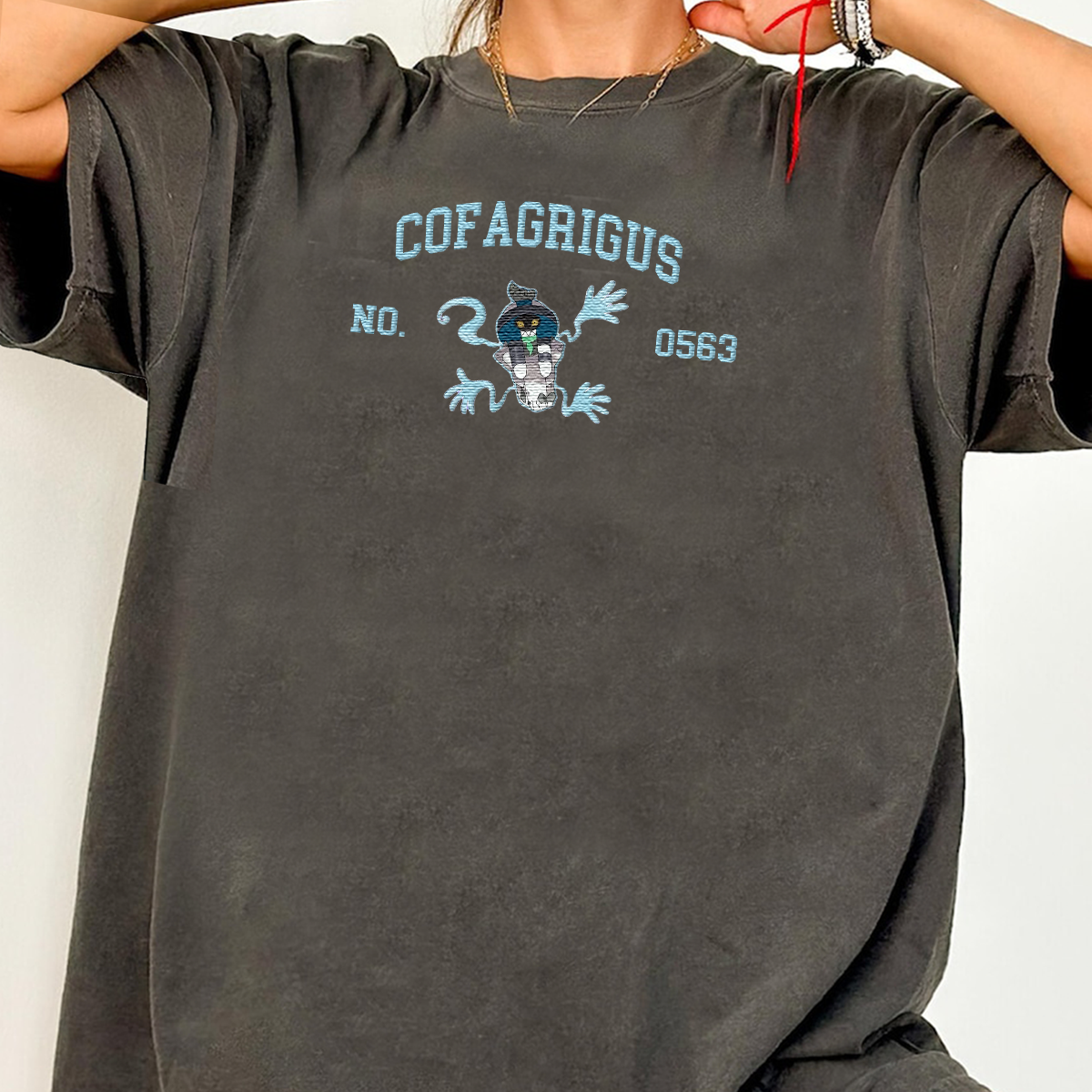 Cofagrigus Adorable Anime-Themed Embroidered T-Shirt,Crewneck,Hoodie-Trendy Versatile and a Thoughtful Gift for Friends,H-C-1579