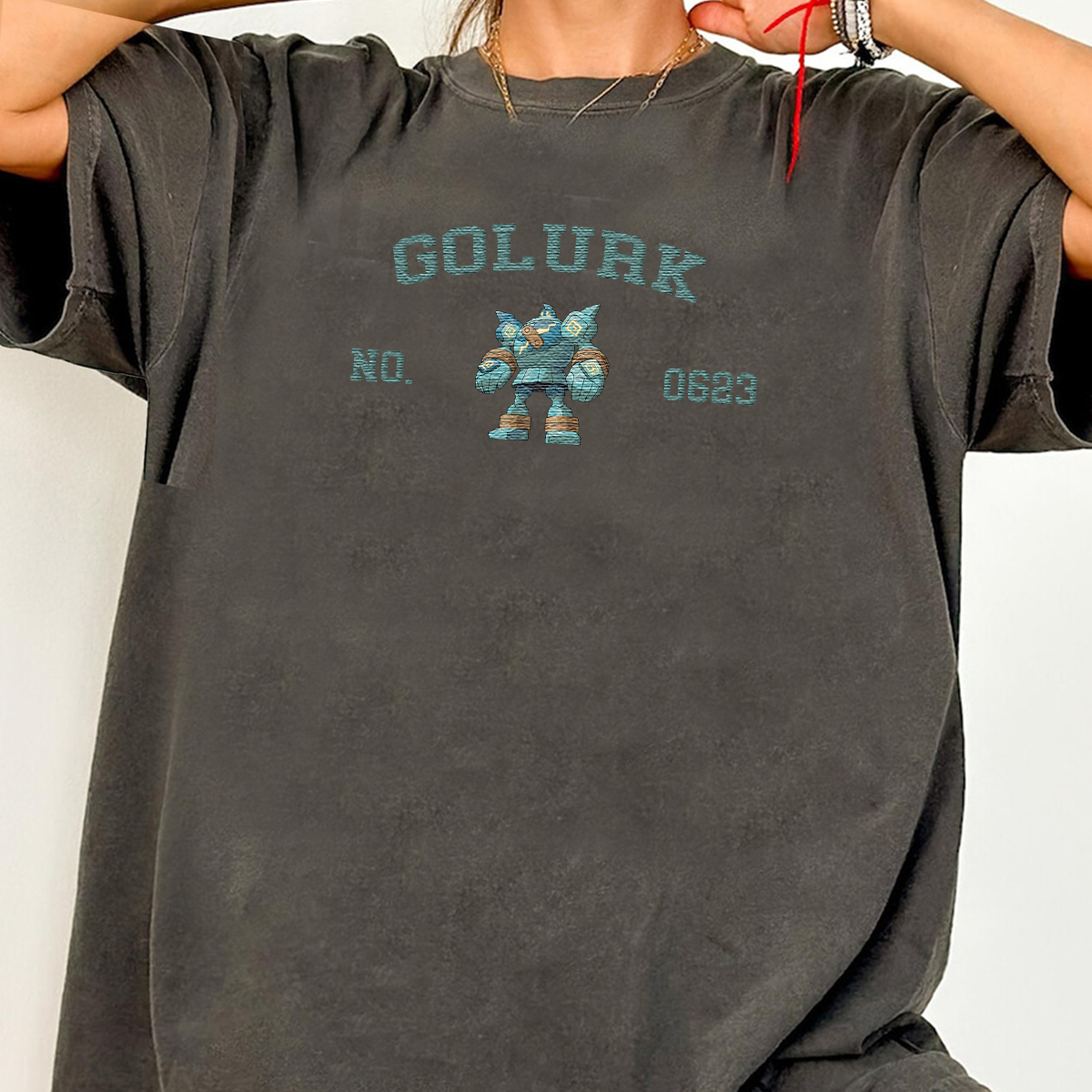Golurk Anime Characters Embroidered Unisex T-Shirt,Crewneck,Hoodie For Gift,H-C-1273