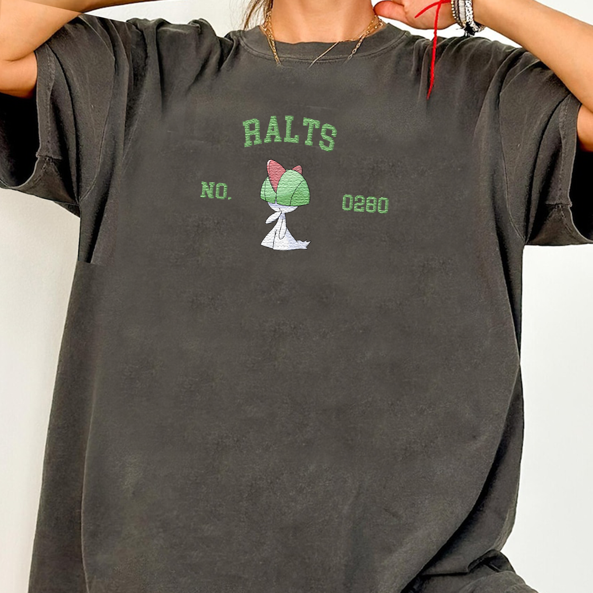Ralts Adorable Anime-Themed Embroidered T-Shirt,Crewneck,Hoodie-Trendy Versatile and a Thoughtful Gift for Friends,H-C-1463