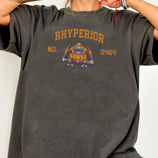 Rhyperior Adorable Anime-Themed Embroidered T-Shirt,Crewneck,Hoodie-Trendy Versatile and a Thoughtful Gift for Friends,H-C-1559