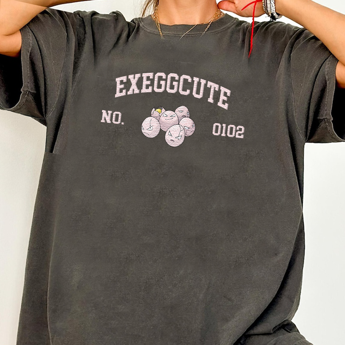 Exeggcute Adorable Anime-Themed Embroidered T-Shirt,Crewneck,Hoodie-Trendy Versatile and a Thoughtful Gift for Friends,H-C-1607