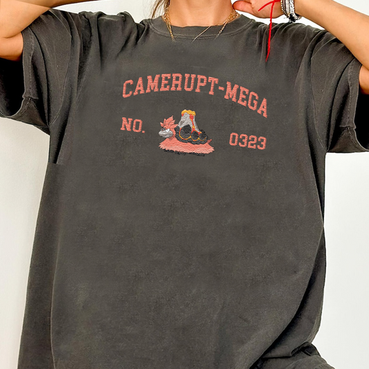 Camerupt-Mega Adorable Anime-Themed Embroidered T-Shirt,Crewneck,Hoodie-Trendy Versatile and a Thoughtful Gift for Friends,H-C-1497