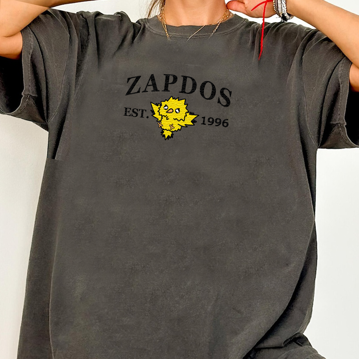 Zapdos-Q. Anime Characters Embroidered Unisex T-Shirt,Crewneck,Hoodie For Gift,H-C-989