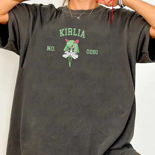 Kirlia Adorable Anime-Themed Embroidered T-Shirt,Crewneck,Hoodie-Trendy Versatile and a Thoughtful Gift for Friends,H-C-1530