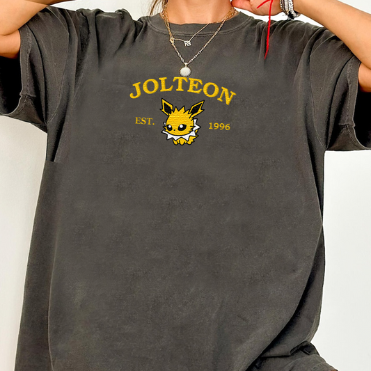 Jolteon-Q. Adorable Anime-Themed Embroidered T-Shirt,Crewneck,Hoodie-Trendy Versatile and a Thoughtful Gift for Friends,H-C-920
