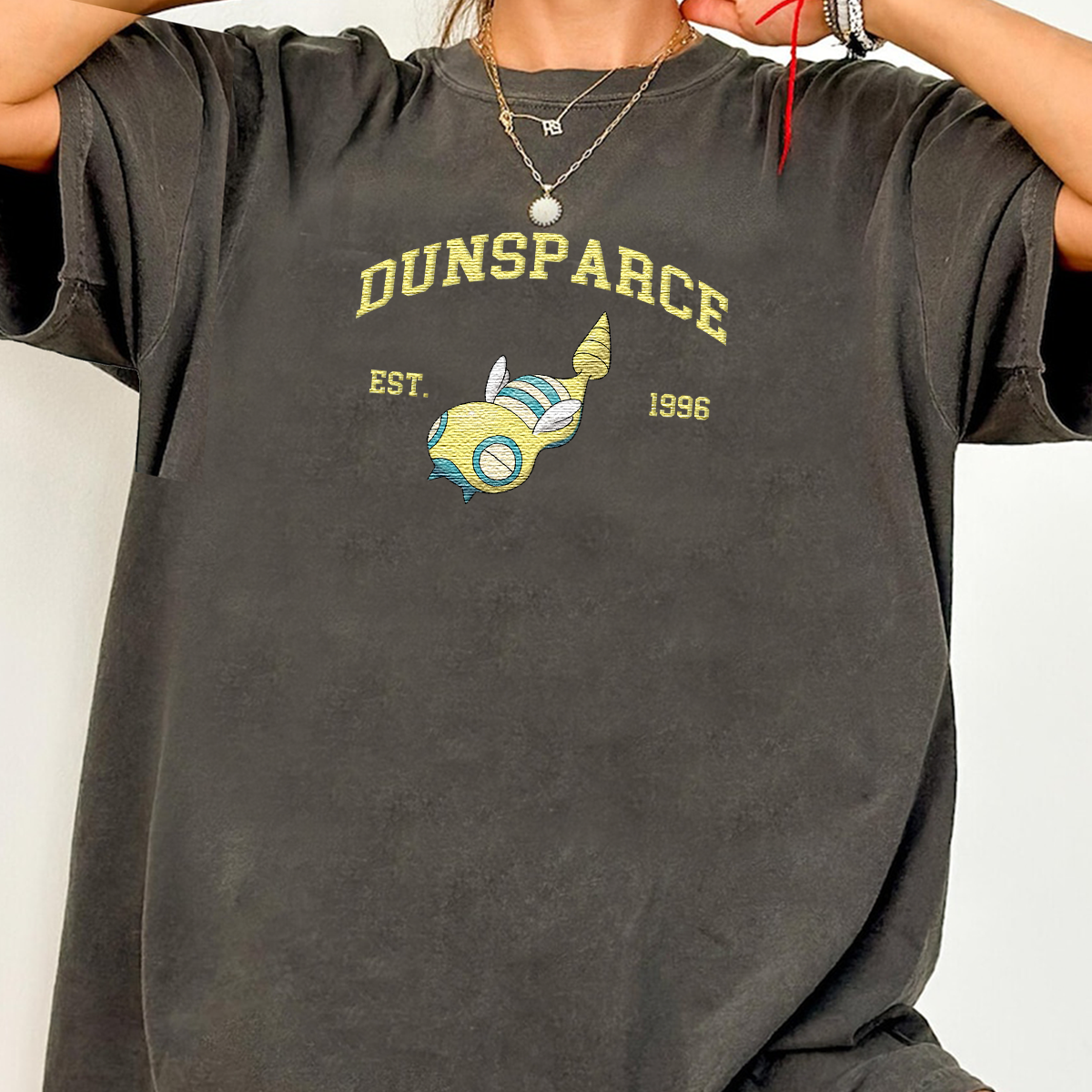 Dunsparce Adorable Anime-Themed Embroidered T-Shirt,Crewneck,Hoodie-Trendy Versatile and a Thoughtful Gift for Friends,H-C-882