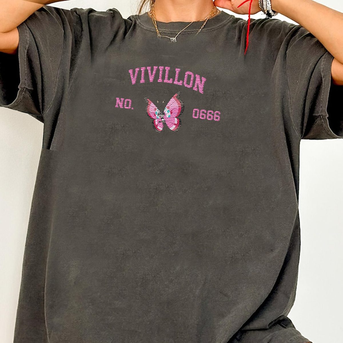 Vivillon Adorable Anime-Themed Embroidered T-Shirt,Crewneck,Hoodie-Trendy Versatile and a Thoughtful Gift for Friends,H-C-1402