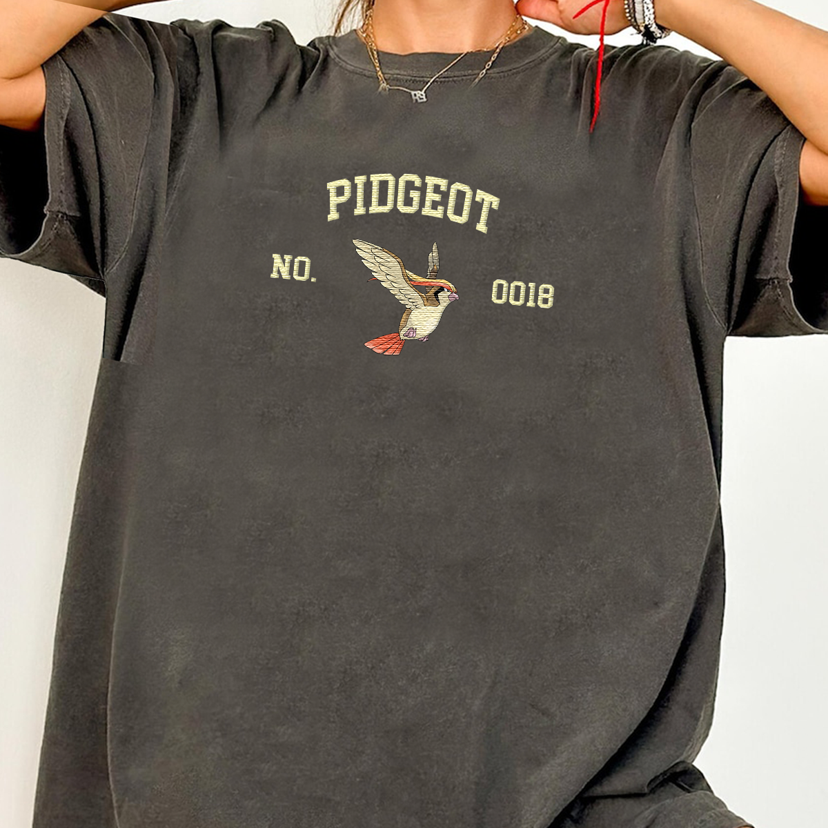 Pidgeot Adorable Anime-Themed Embroidered T-Shirt,Crewneck,Hoodie-Trendy Versatile and a Thoughtful Gift for Friends,H-C-1438