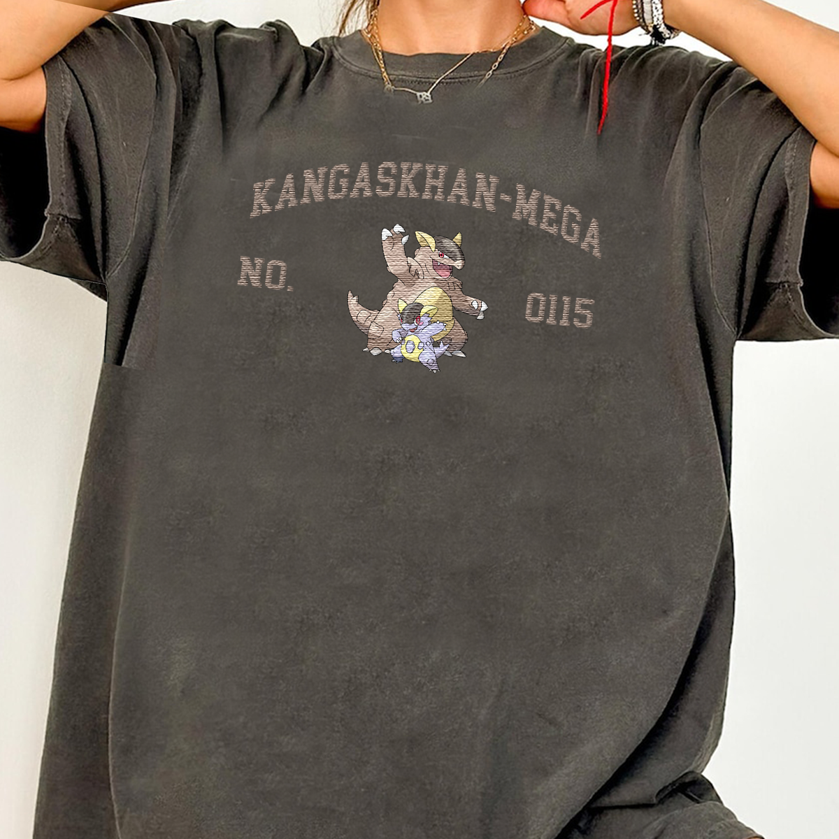 Kangaskhan-Mega Adorable Anime-Themed Embroidered T-Shirt,Crewneck,Hoodie-Trendy Versatile and a Thoughtful Gift for Friends,H-C-1479
