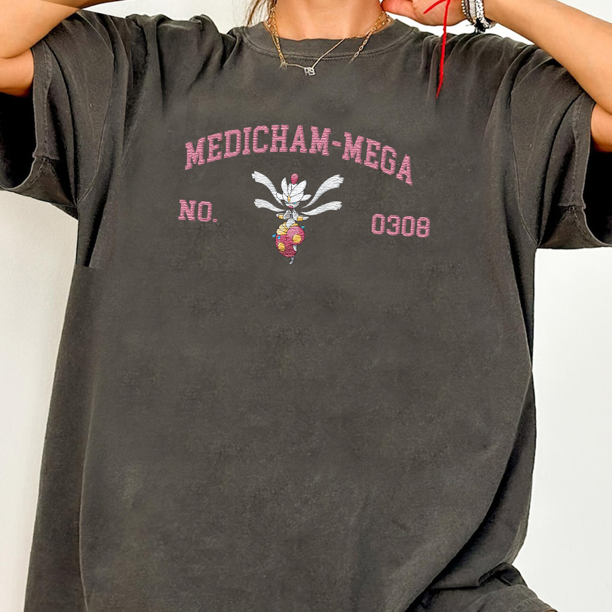 Medicham-Mega Adorable Anime-Themed Embroidered T-Shirt,Crewneck,Hoodie-Trendy Versatile and a Thoughtful Gift for Friends,H-C-1500