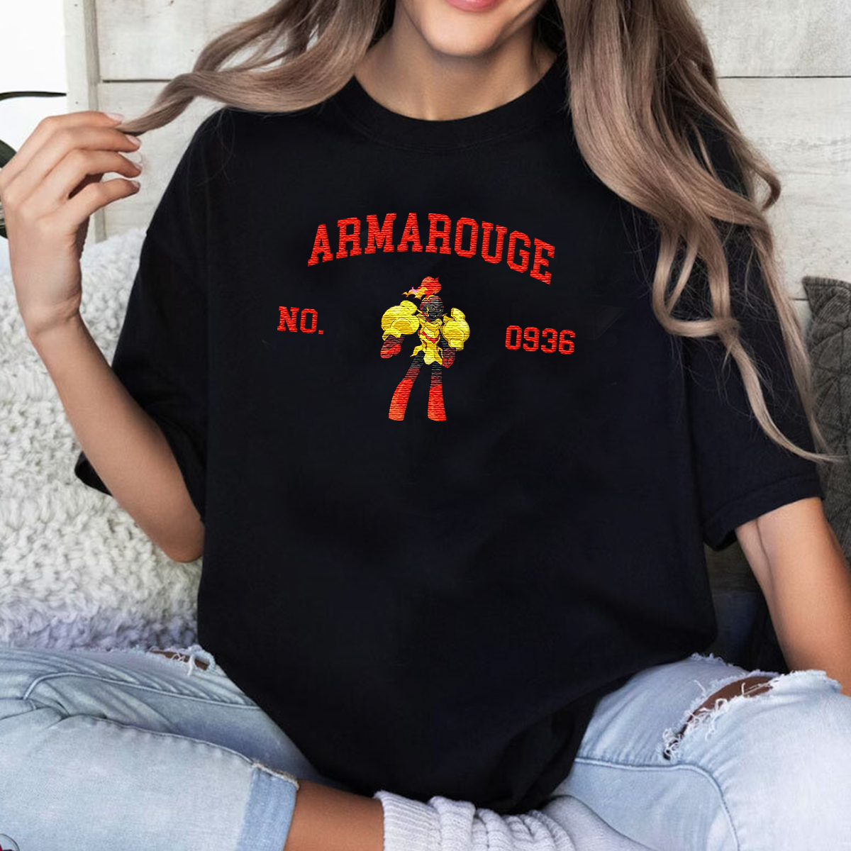 Armarouge Adorable Anime-Themed Embroidered T-Shirt,Crewneck,Hoodie-Trendy Versatile and a Thoughtful Gift for Friends,H-C-1600