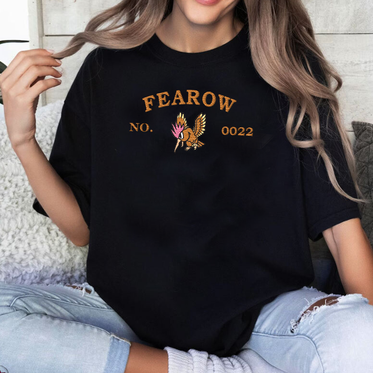 Fearow-Q. Anime Characters Embroidered Unisex T-Shirt,Crewneck,Hoodie For Gift,H-C-1258