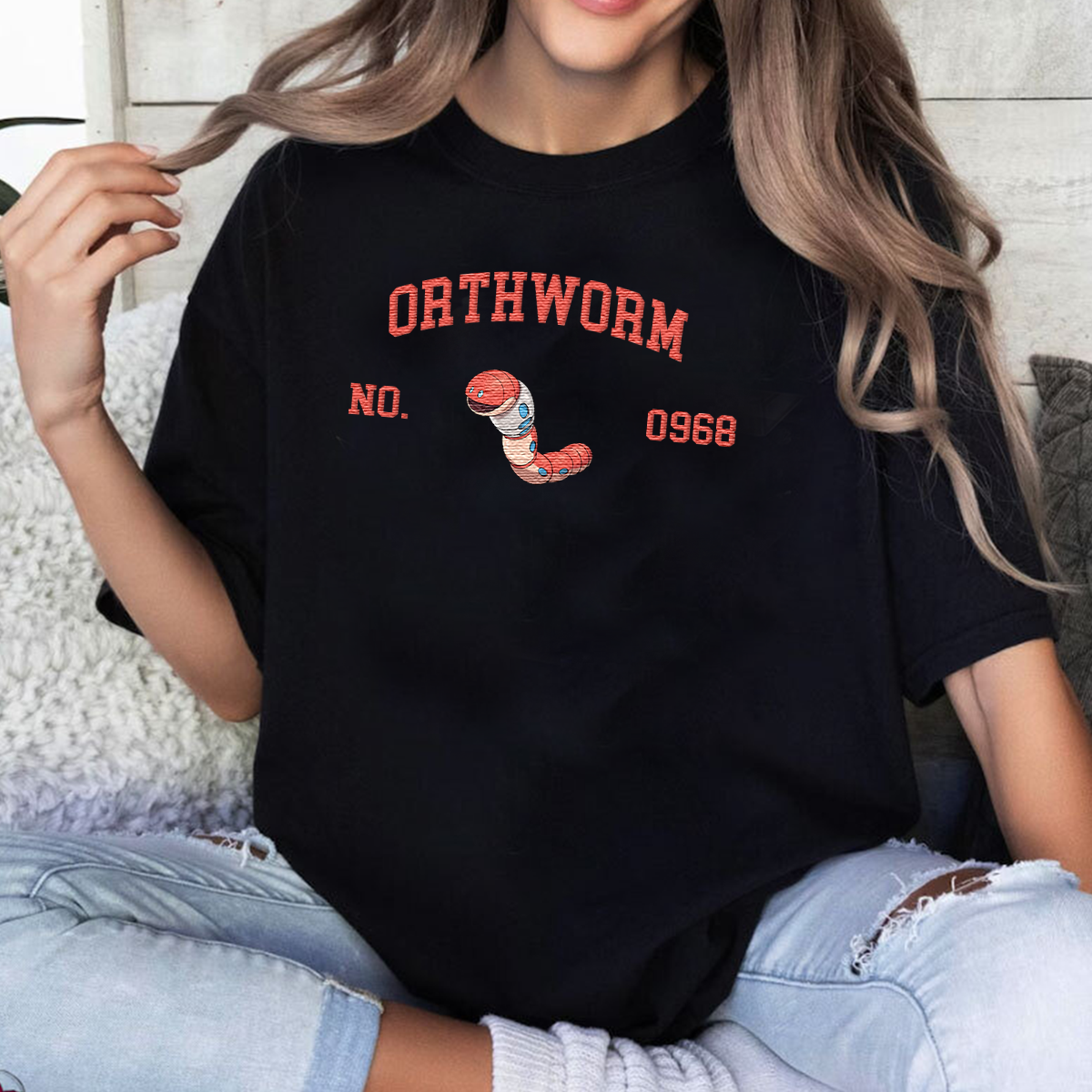 Orthworm Anime Characters Embroidered Unisex T-Shirt,Crewneck,Hoodie For Gift,H-C-1656
