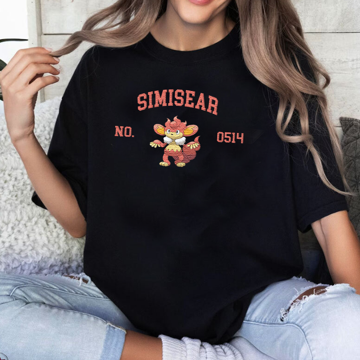Simisear Adorable Anime-Themed Embroidered T-Shirt,Crewneck,Hoodie-Trendy Versatile and a Thoughtful Gift for Friends,H-C-1660