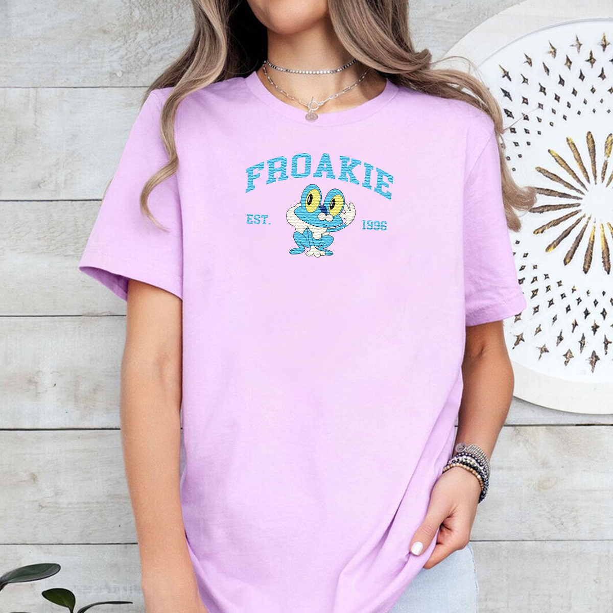 Froakie Adorable Anime-Themed Embroidered T-Shirt,Crewneck,Hoodie-Trendy Versatile and a Thoughtful Gift for Friends,H-C-996