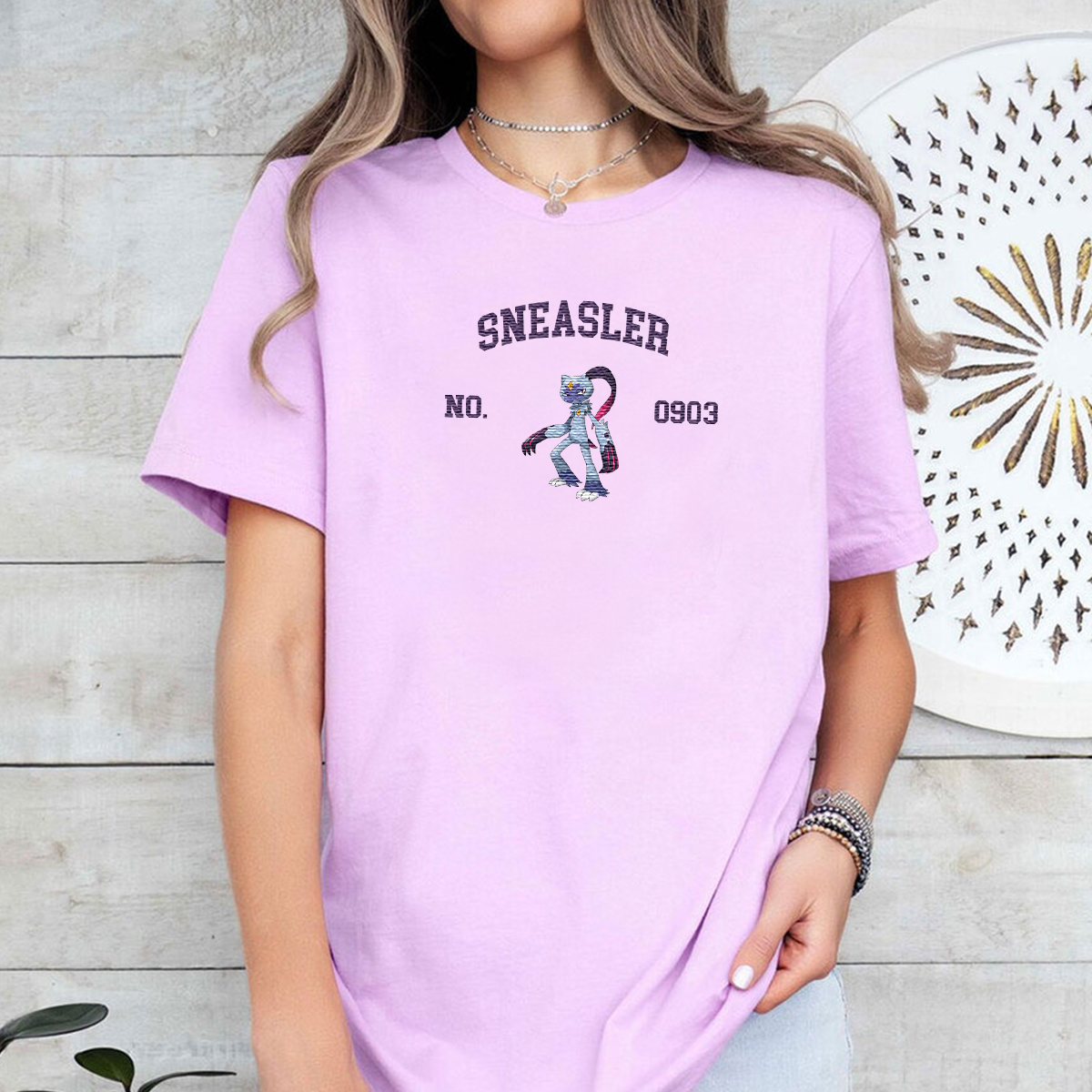 Sneasler Adorable Anime-Themed Embroidered T-Shirt,Crewneck,Hoodie-Trendy Versatile and a Thoughtful Gift for Friends,H-C-1703