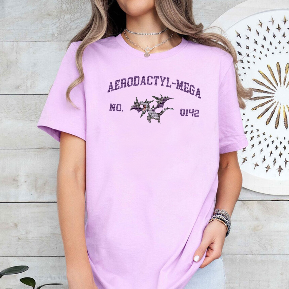 Aerodactyl-Mega Anime Characters Embroidered Unisex T-Shirt,Crewneck,Hoodie For Gift,H-C-1483