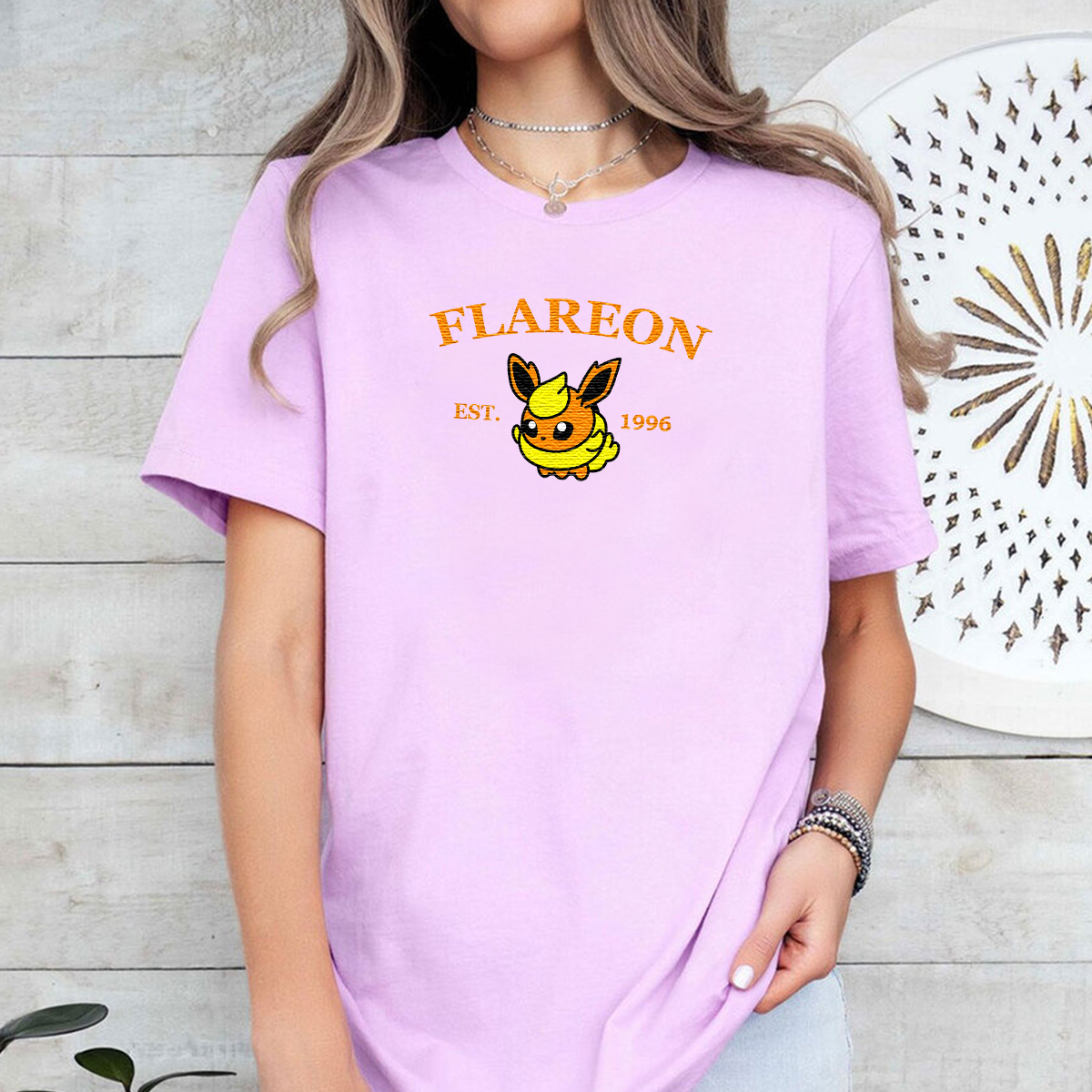 Flareon-Q. Adorable Anime-Themed Embroidered T-Shirt,Crewneck,Hoodie-Trendy Versatile and a Thoughtful Gift for Friends,H-C-922