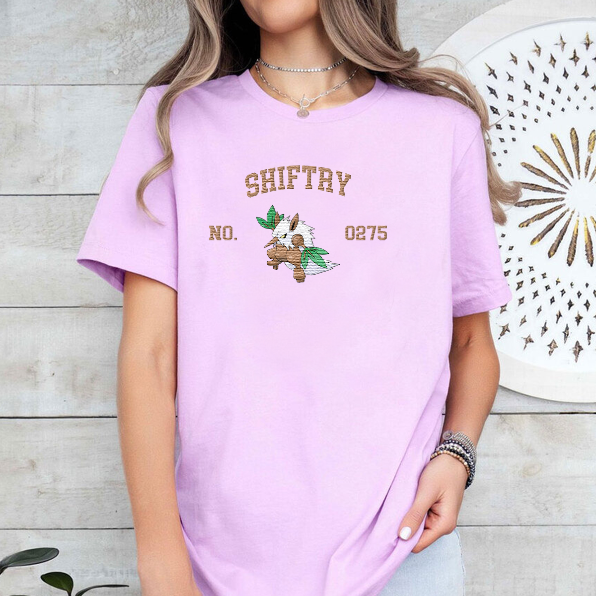 Shiftry Adorable Anime-Themed Embroidered T-Shirt,Crewneck,Hoodie-Trendy Versatile and a Thoughtful Gift for Friends,H-C-1756