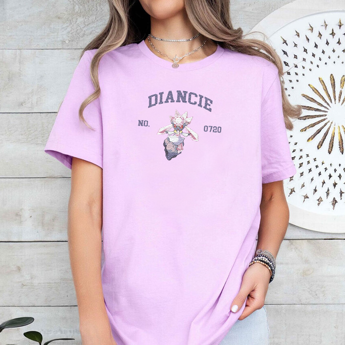 Diancie Adorable Anime-Themed Embroidered T-Shirt,Crewneck,Hoodie-Trendy Versatile and a Thoughtful Gift for Friends,H-C-1385