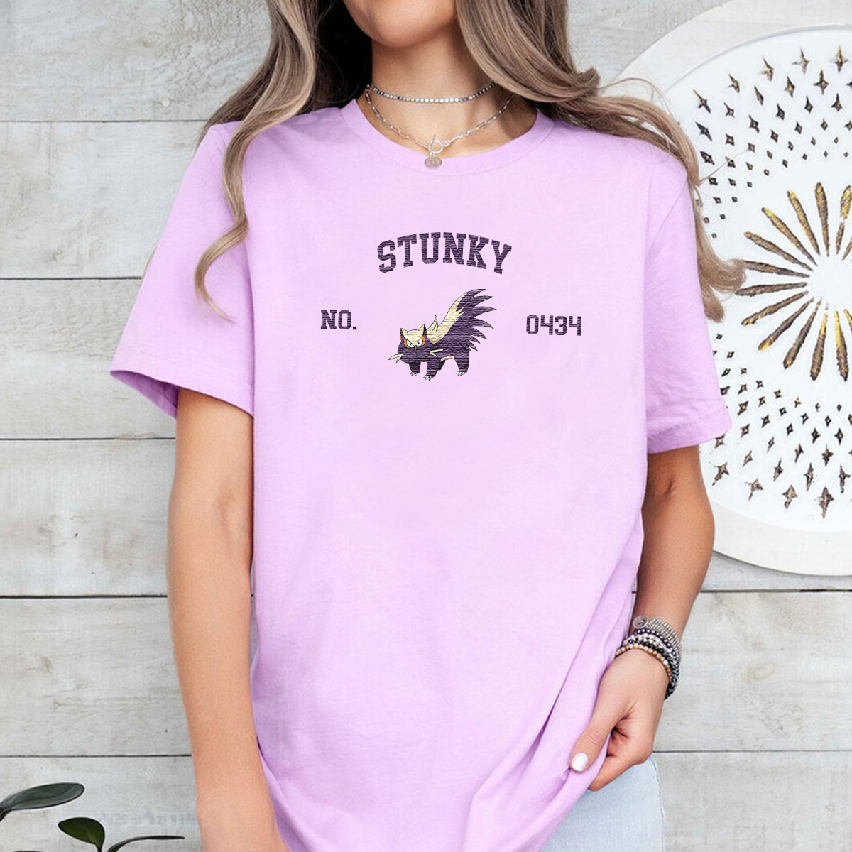 Stunky Adorable Anime-Themed Embroidered T-Shirt,Crewneck,Hoodie-Trendy Versatile and a Thoughtful Gift for Friends,H-C-1691