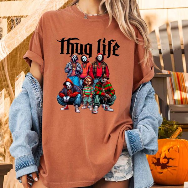 Sweat à capuche avec personnages d'horreur d'Halloween THUG LIFE, TS-C-103