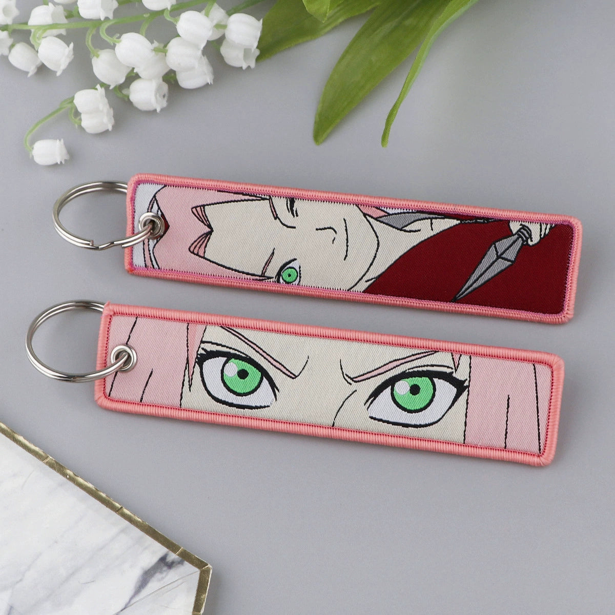 Naruto Akatsuki Cloud Keychain – Embroidered Anime Fabric Key Ring for Fans,Cosplay,and Backpacks,027