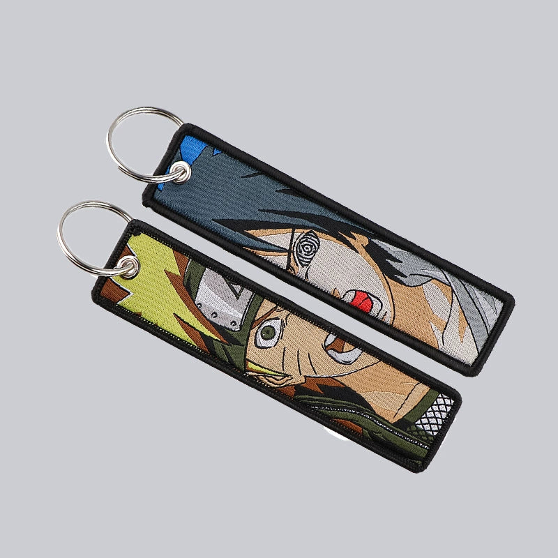 Naruto Cloud Embroidered Keychain – Anime Cartoon Woven Fabric Key Ring for Students & Fans,027