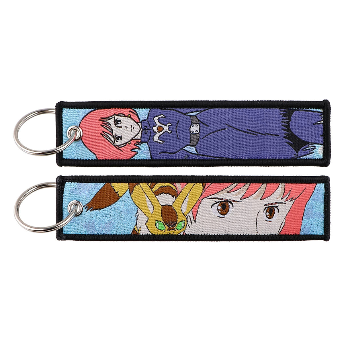 Totoro & No-Face Keychain Lanyard, Studio Ghibli Woven Label Keychain, Anime & Manga Fabric Accessories,020