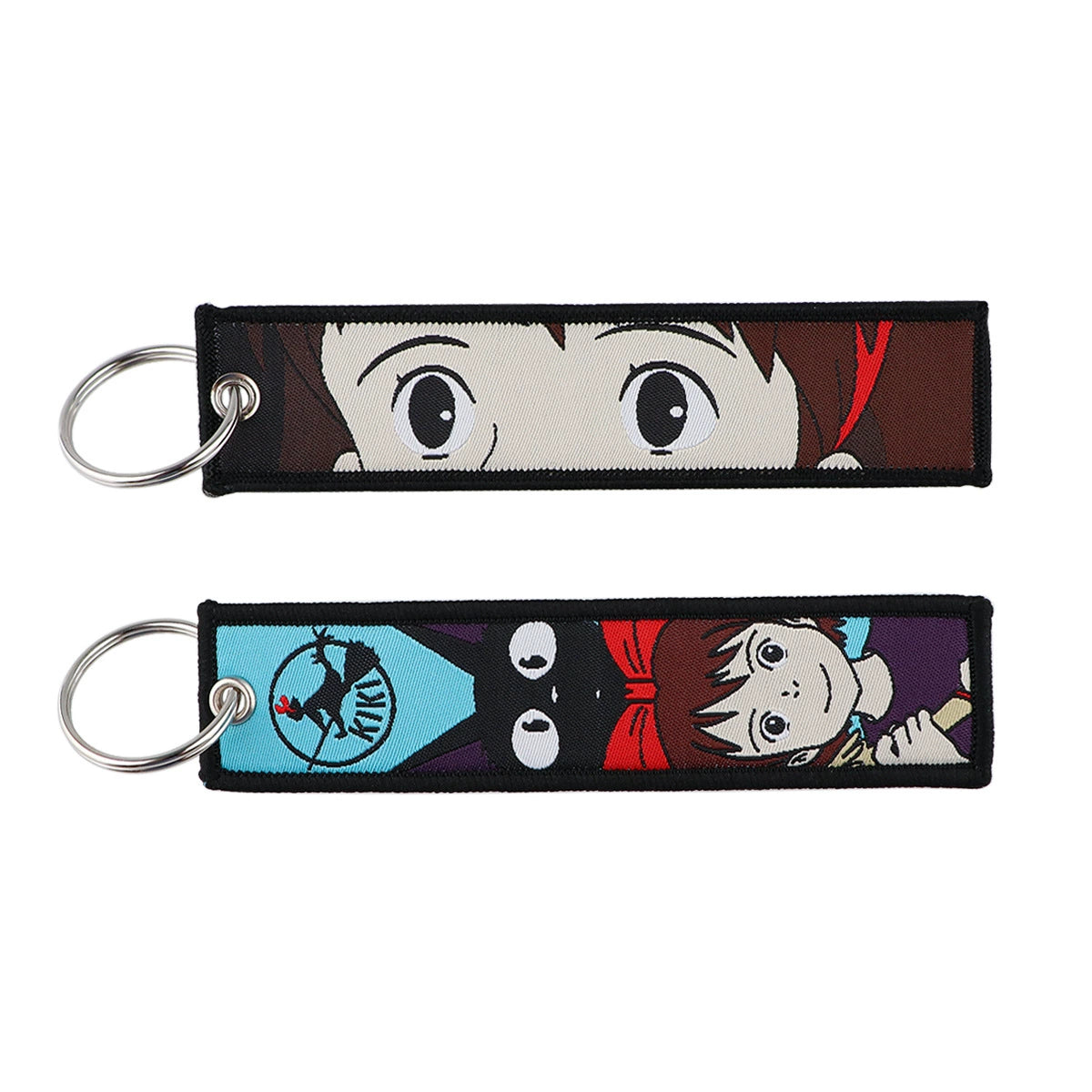 Totoro & No-Face Keychain Lanyard, Studio Ghibli Woven Label Keychain, Anime & Manga Fabric Accessories,020