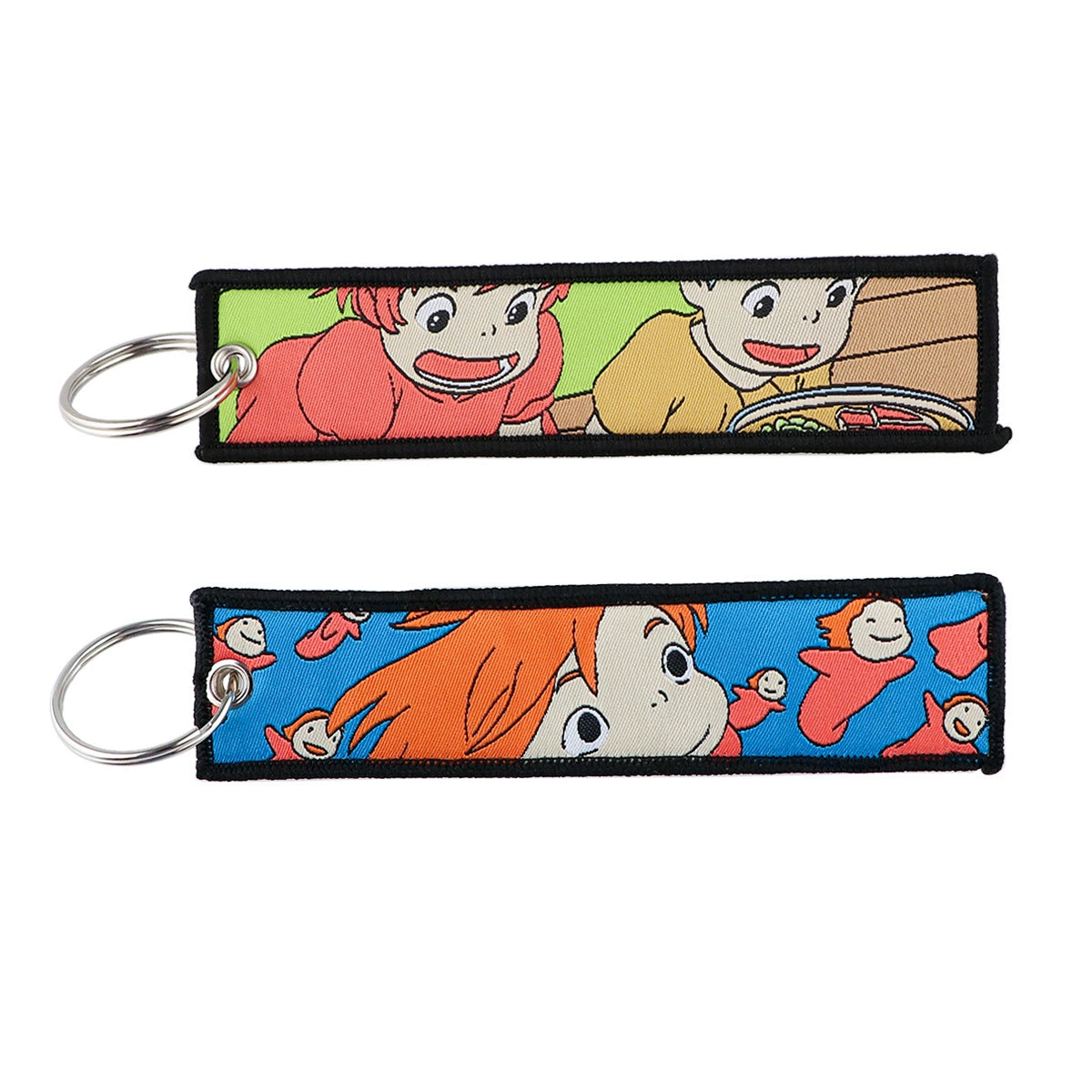 Totoro & No-Face Keychain Lanyard, Studio Ghibli Woven Label Keychain, Anime & Manga Fabric Accessories,020