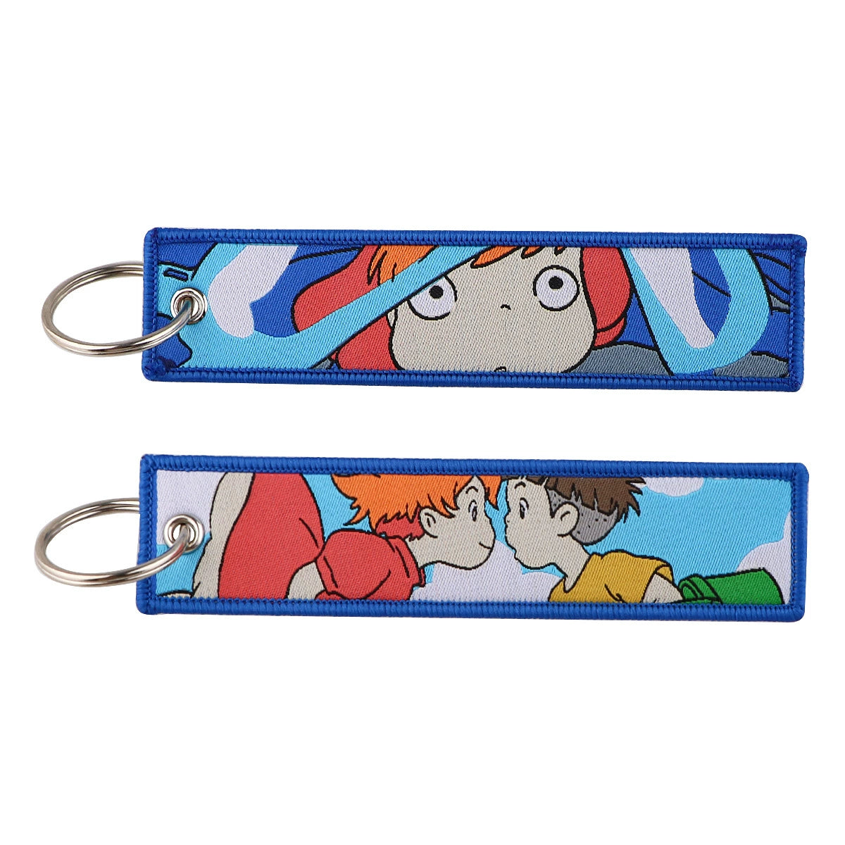Totoro & No-Face Keychain Lanyard, Studio Ghibli Woven Label Keychain, Anime & Manga Fabric Accessories,020