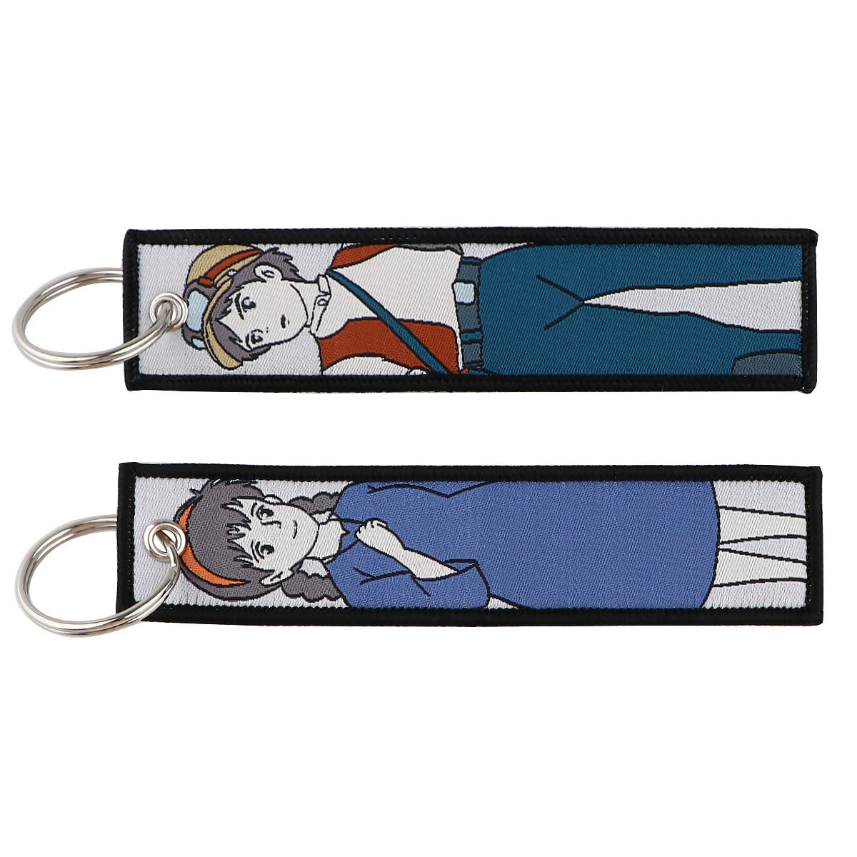 Totoro & No-Face Keychain Lanyard, Studio Ghibli Woven Label Keychain, Anime & Manga Fabric Accessories,020
