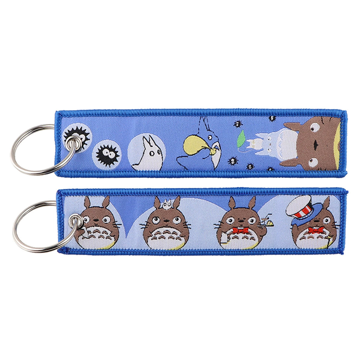 Totoro & No-Face Keychain Lanyard, Studio Ghibli Woven Label Keychain, Anime & Manga Fabric Accessories,020