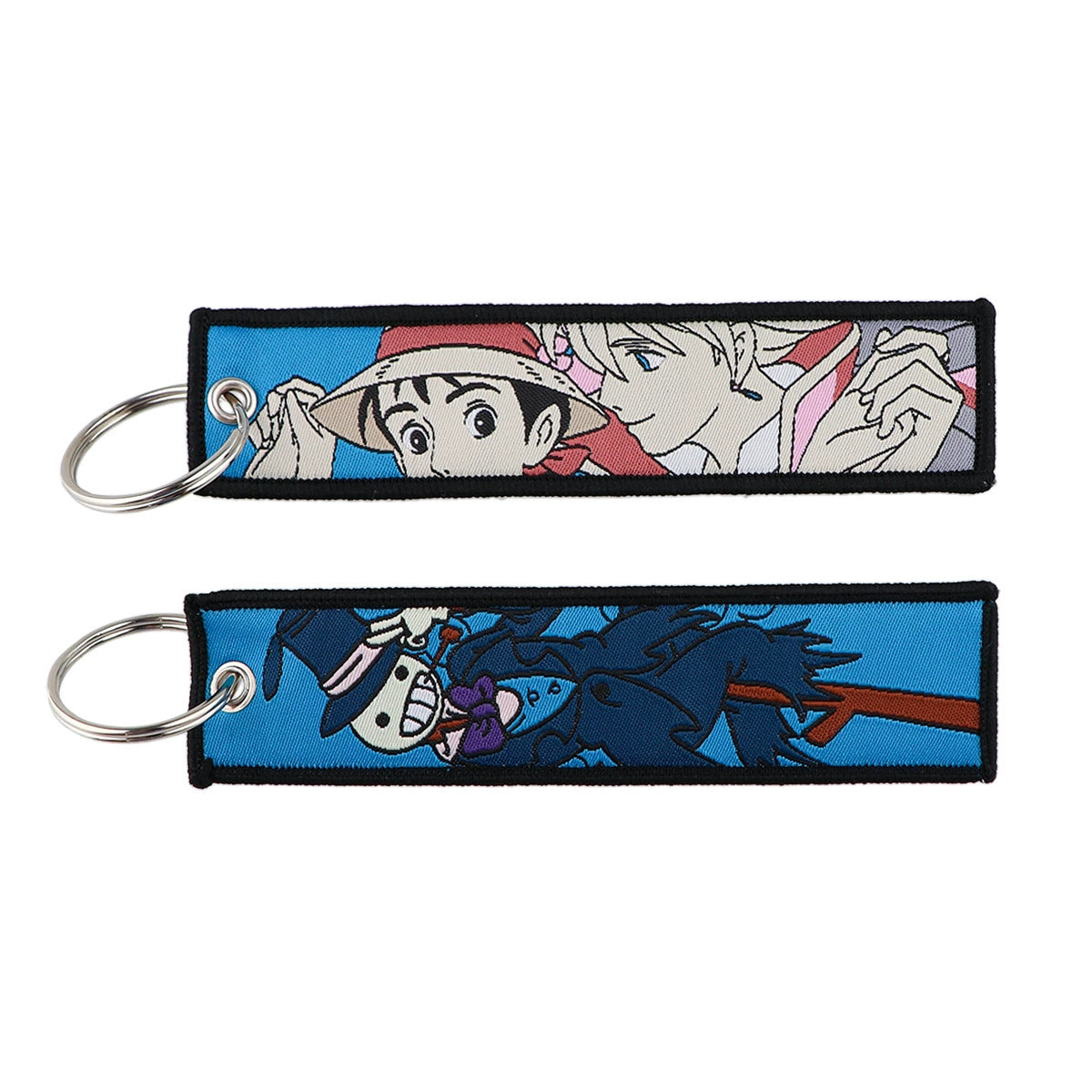 Totoro & No-Face Keychain Lanyard, Studio Ghibli Woven Label Keychain, Anime & Manga Fabric Accessories,020