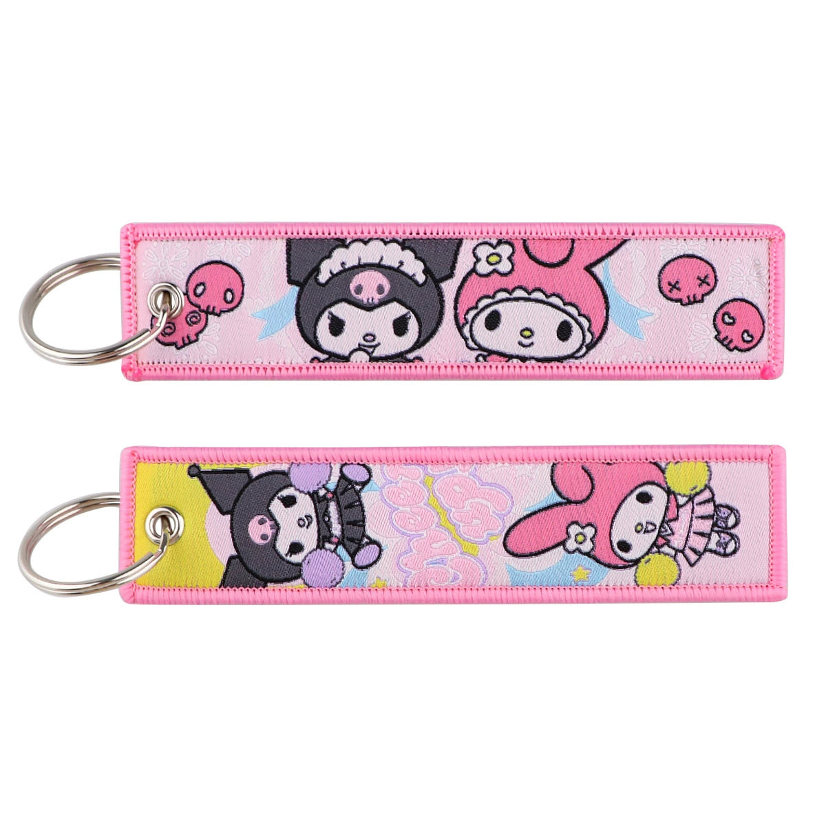 Hello Kitty, Kuromi, Melody Cartoon Woven Keychain Lanyard - Cinnamonroll Fabric Handmade Strap Pendant,023