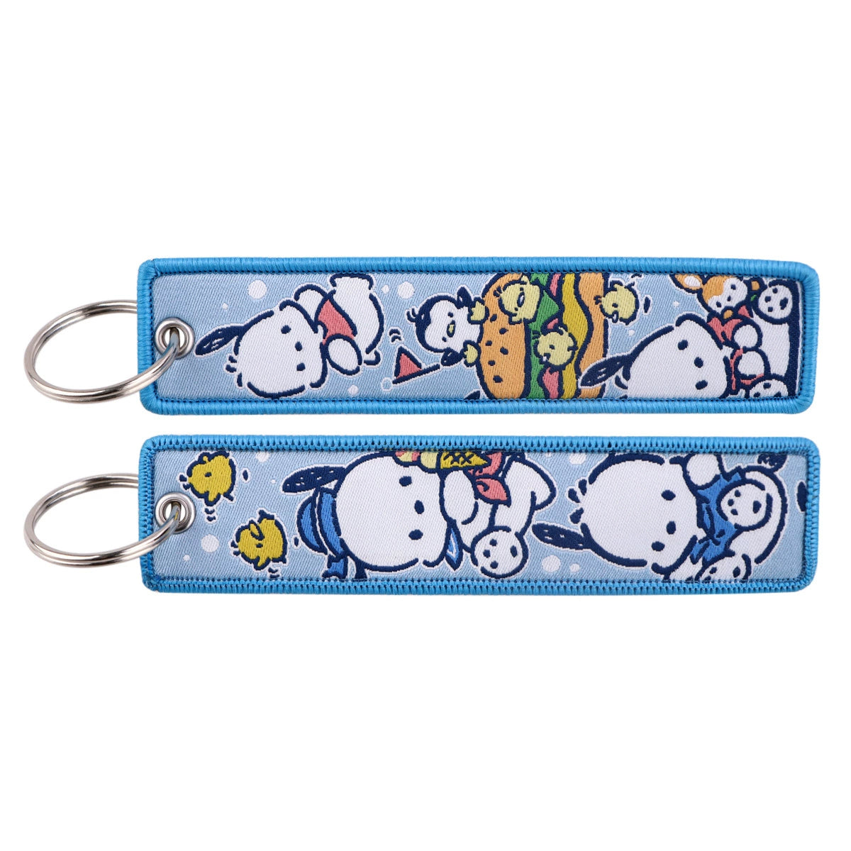Hello Kitty, Kuromi, Melody Cartoon Woven Keychain Lanyard - Cinnamonroll Fabric Handmade Strap Pendant,023