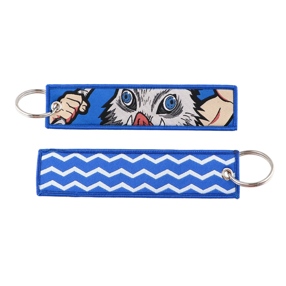 Cartoon Demon Slayer Jacquard Keychain Lanyard, Demon Access Card Holder, Fabric Keychain for ID and Office Badge,017