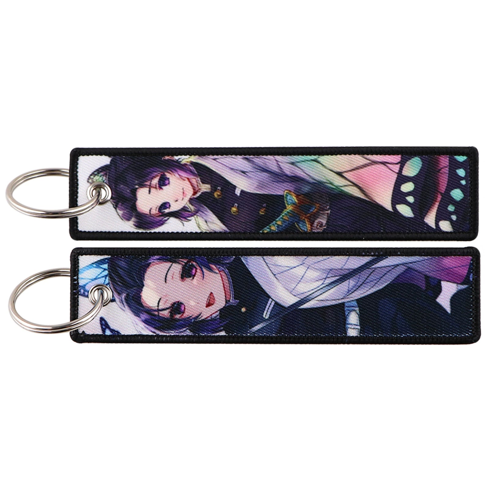 Cartoon Demon Slayer Jacquard Keychain Lanyard, Demon Access Card Holder, Fabric Keychain for ID and Office Badge,017
