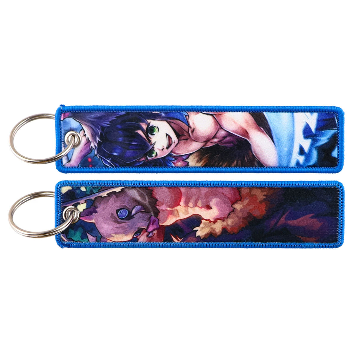 Cartoon Demon Slayer Jacquard Keychain Lanyard, Demon Access Card Holder, Fabric Keychain for ID and Office Badge,017