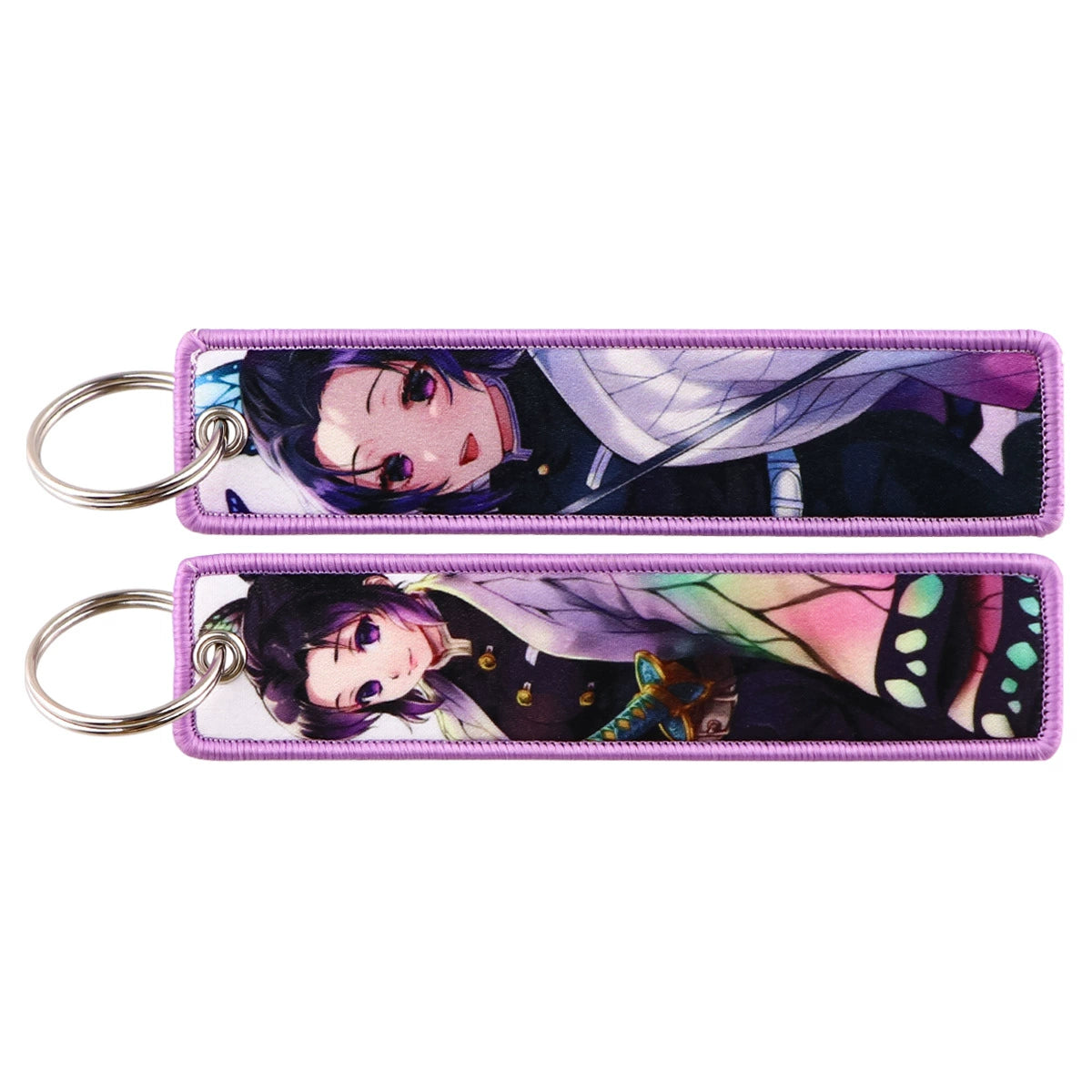 Cartoon Demon Slayer Jacquard Keychain Lanyard, Demon Access Card Holder, Fabric Keychain for ID and Office Badge,017