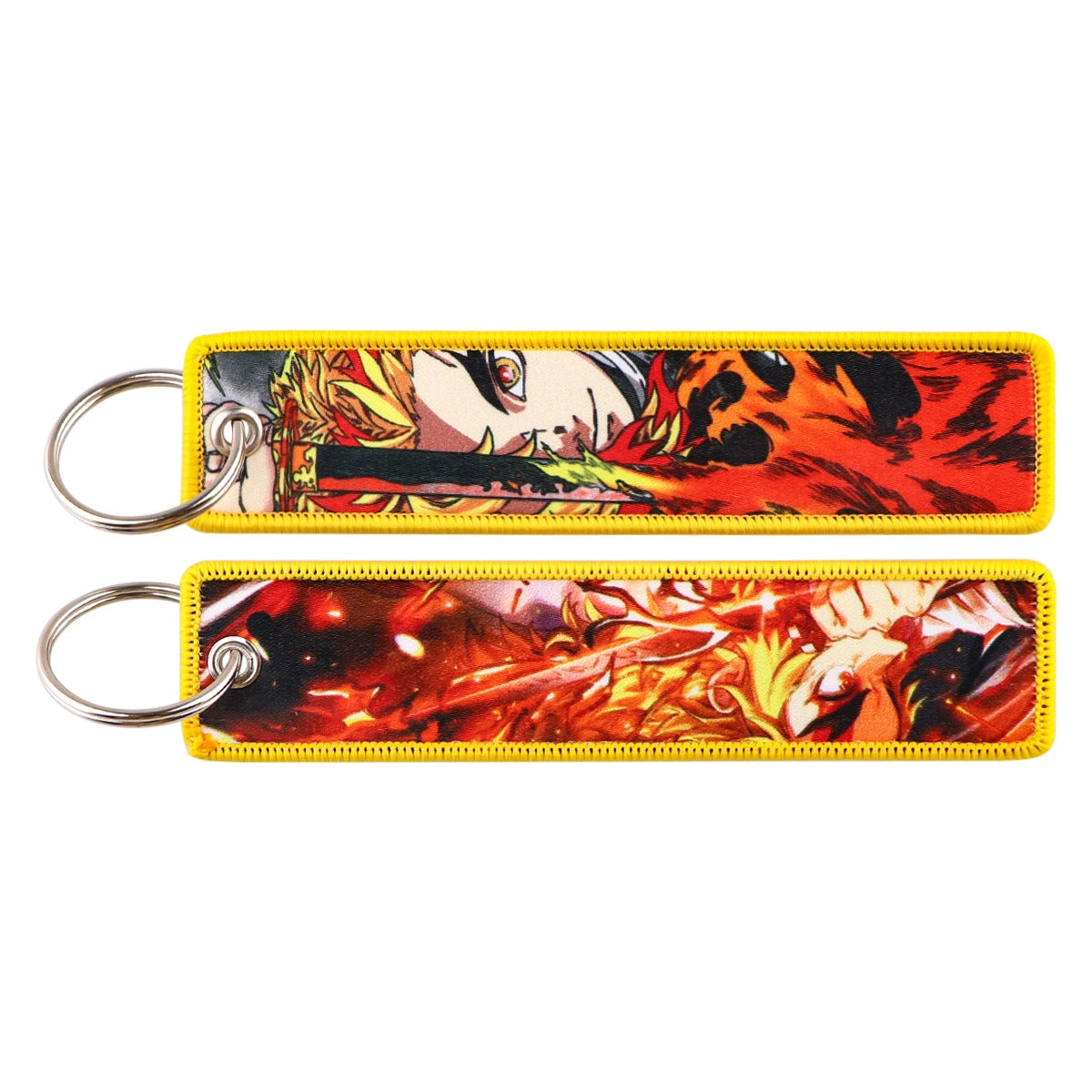 Cartoon Demon Slayer Jacquard Keychain Lanyard, Demon Access Card Holder, Fabric Keychain for ID and Office Badge,017