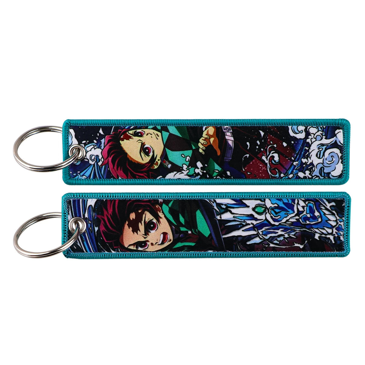Cartoon Demon Slayer Jacquard Keychain Lanyard, Demon Access Card Holder, Fabric Keychain for ID and Office Badge,017
