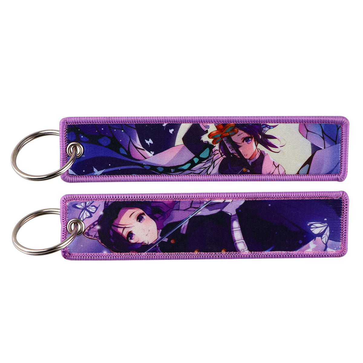 Cartoon Demon Slayer Jacquard Keychain Lanyard, Demon Access Card Holder, Fabric Keychain for ID and Office Badge,017