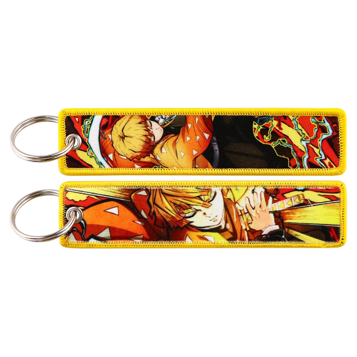 Cartoon Demon Slayer Jacquard Keychain Lanyard, Demon Access Card Holder, Fabric Keychain for ID and Office Badge,017