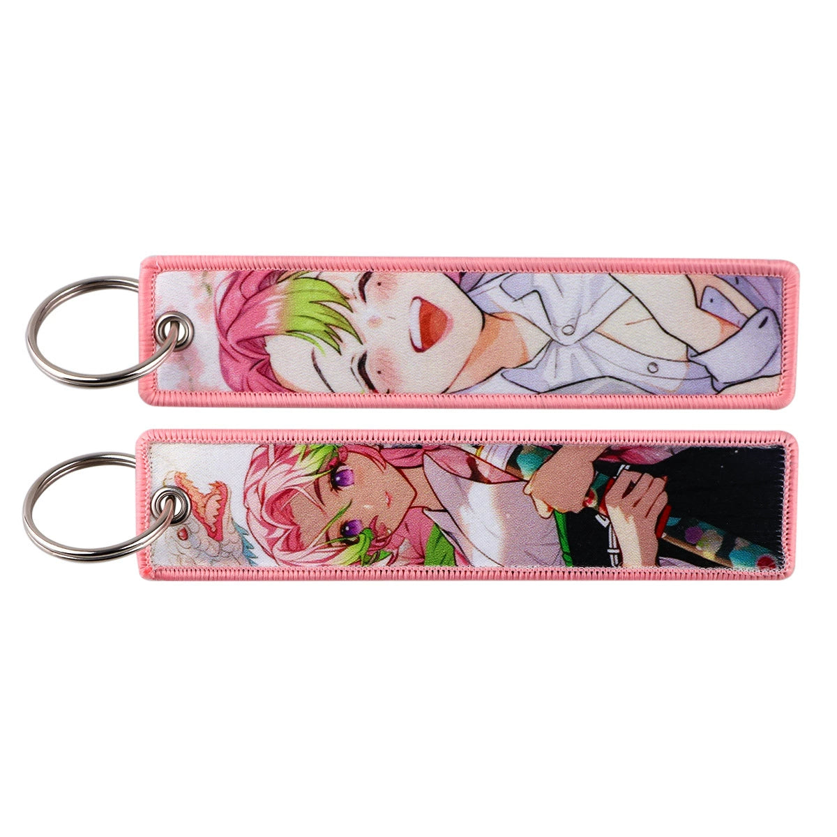Cartoon Demon Slayer Jacquard Keychain Lanyard, Demon Access Card Holder, Fabric Keychain for ID and Office Badge,017