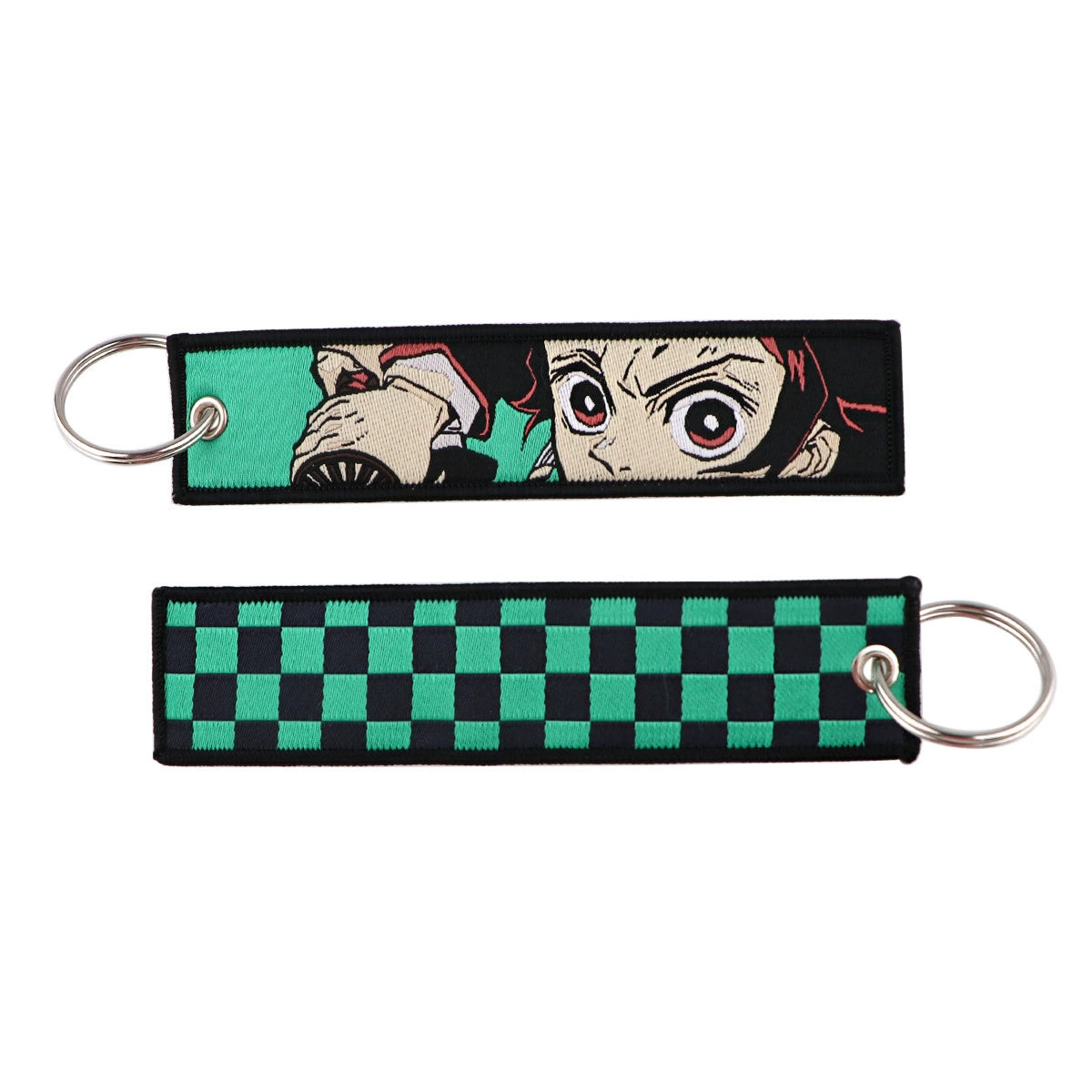 Cartoon Demon Slayer Jacquard Keychain Lanyard, Demon Access Card Holder, Fabric Keychain for ID and Office Badge,017