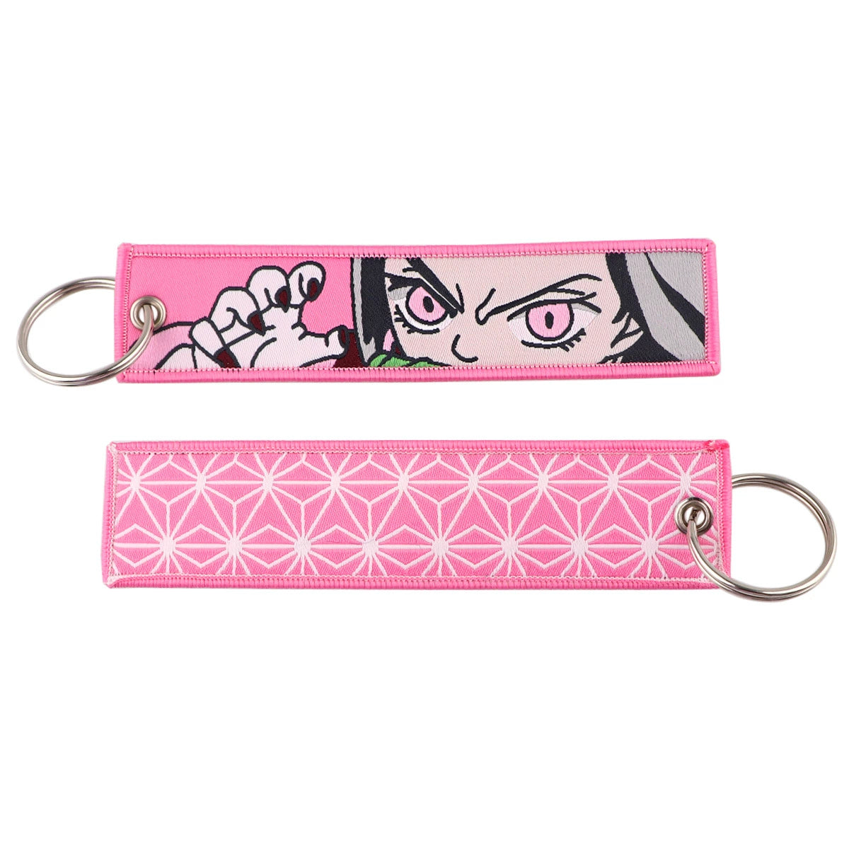 Cartoon Demon Slayer Jacquard Keychain Lanyard, Demon Access Card Holder, Fabric Keychain for ID and Office Badge,017